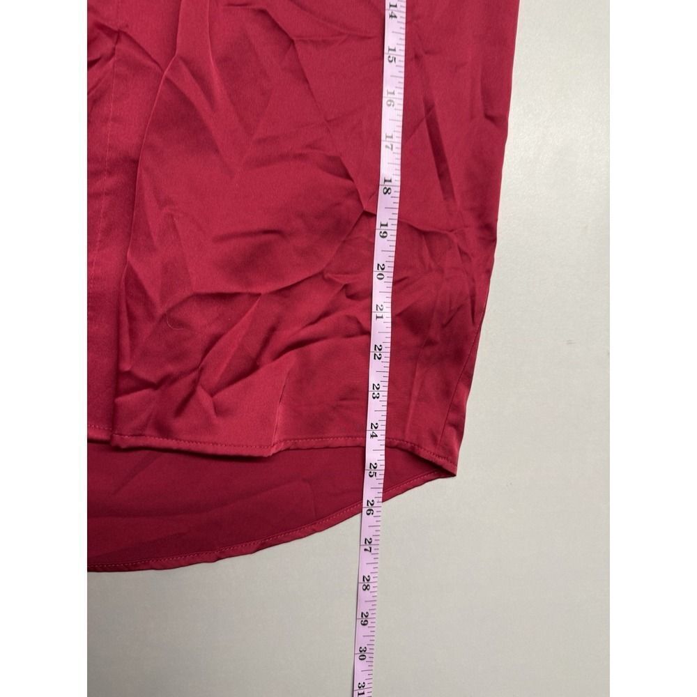 Andrea lyamah Red Vana Satin Button-Front Shirt.Saks Fifth Avenue. Sz S. NWT - Picture 2 of 13